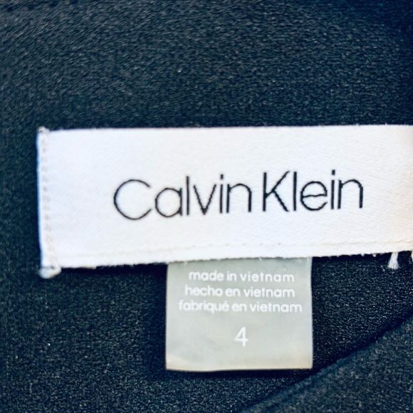 Calvin Klein Black Sleeveless Shift Dress Sheer Hem Size 4 - Picture 5 of 8